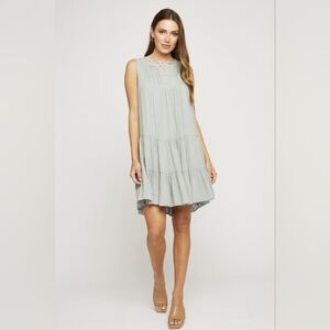 Gentle Fawn Kinley Sleeveless Boho Relaxed Swing Dress, Seafoam Green, Size XS